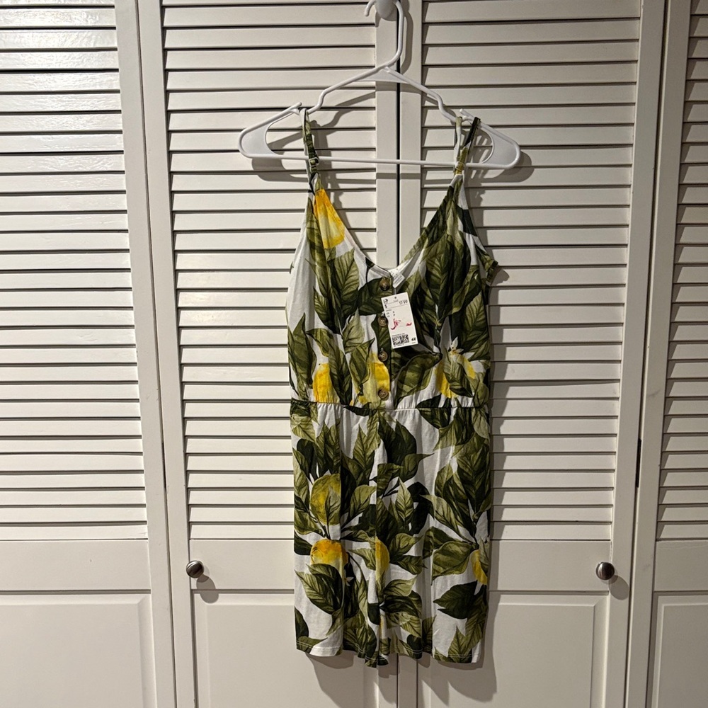 H&M Green Leaf Print romper